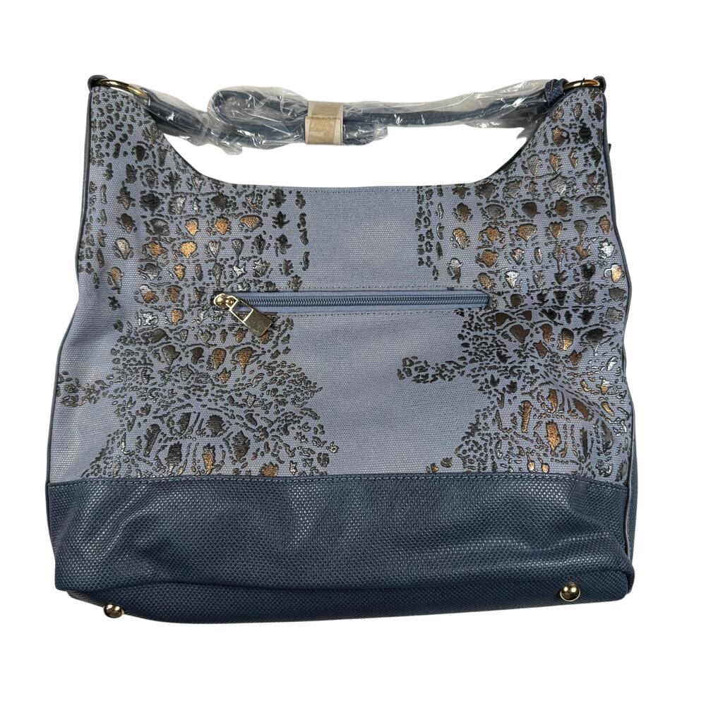 Karla Hanson Eva Hobo Bag 12.5x4x9 Textured Two-Toned Navy Blue NWT